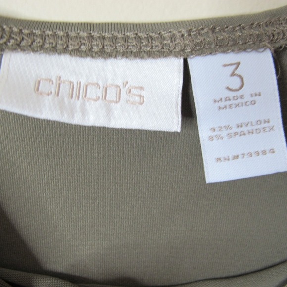 Chico's Olive Green Nylon Sleeveless Tank Top Women's Size 3 Summer Stretch‎ - Picture 3 of 5